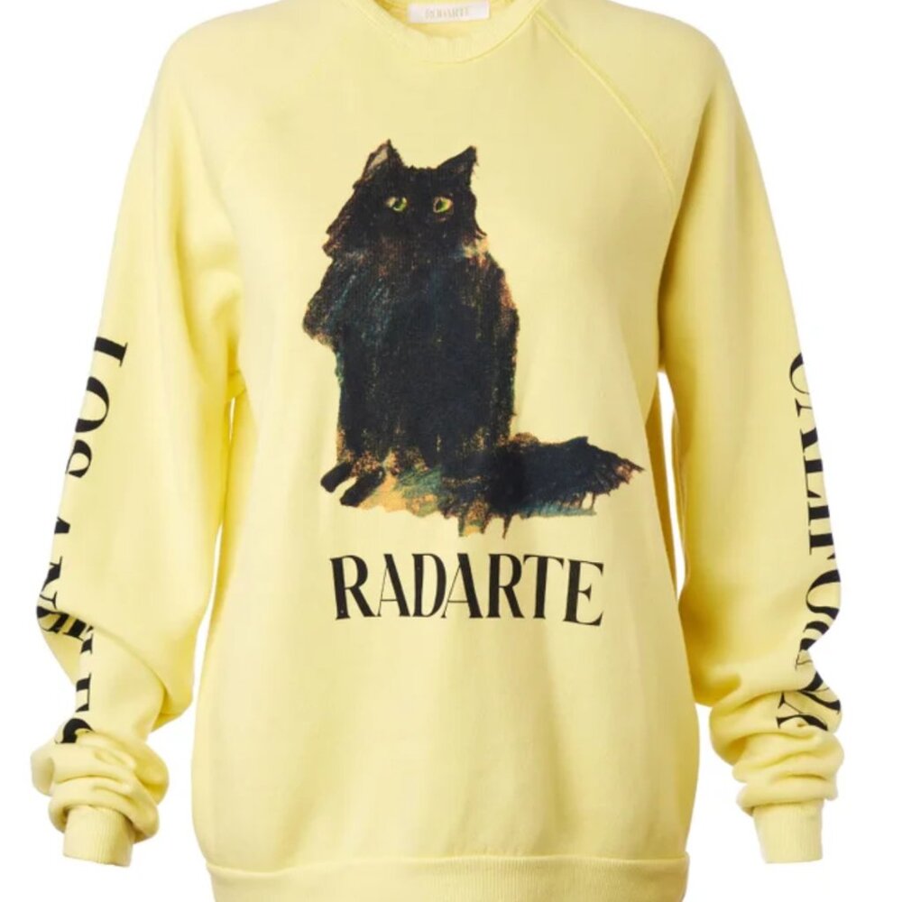 Rodarte x Mari Eastman yellow cat graphic sweatshirt Rare!
